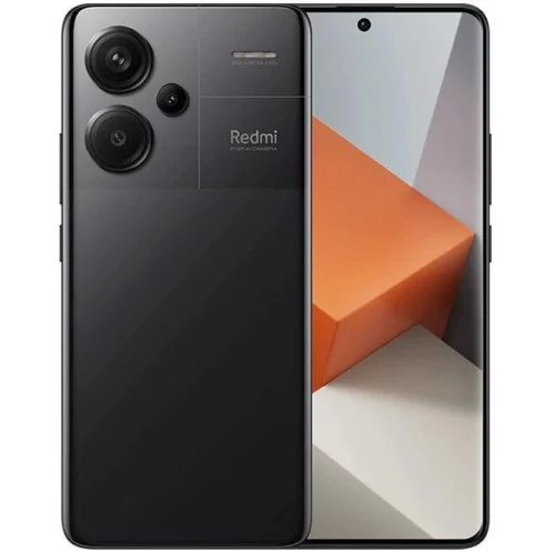 Redmi Note Pro 12GB RAM 512GB - Smart Hub Kenya Front and back view of a black Redmi smartphone: back shows triple camera setup and branding, front displays a tall edge-to-edge screen with a centered punch-hole selfie camera.