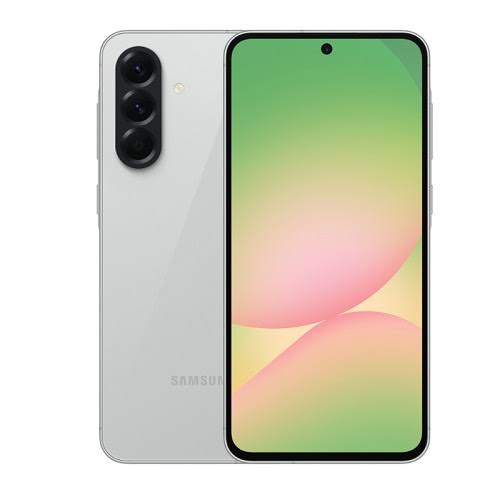 Samsung Galaxy A56 8GB RAM 128GB - Smart Hub Kenya Samsung Galaxy smartphone shown from front and back, displaying a large edge-to-edge screen and a vertical triple-camera array on the back.