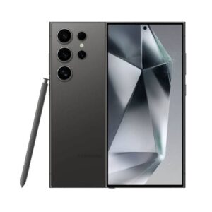 Grey Samsung Galaxy S22 Ultra with S Pen, showing quad rear cameras and a large edge-to-edge display